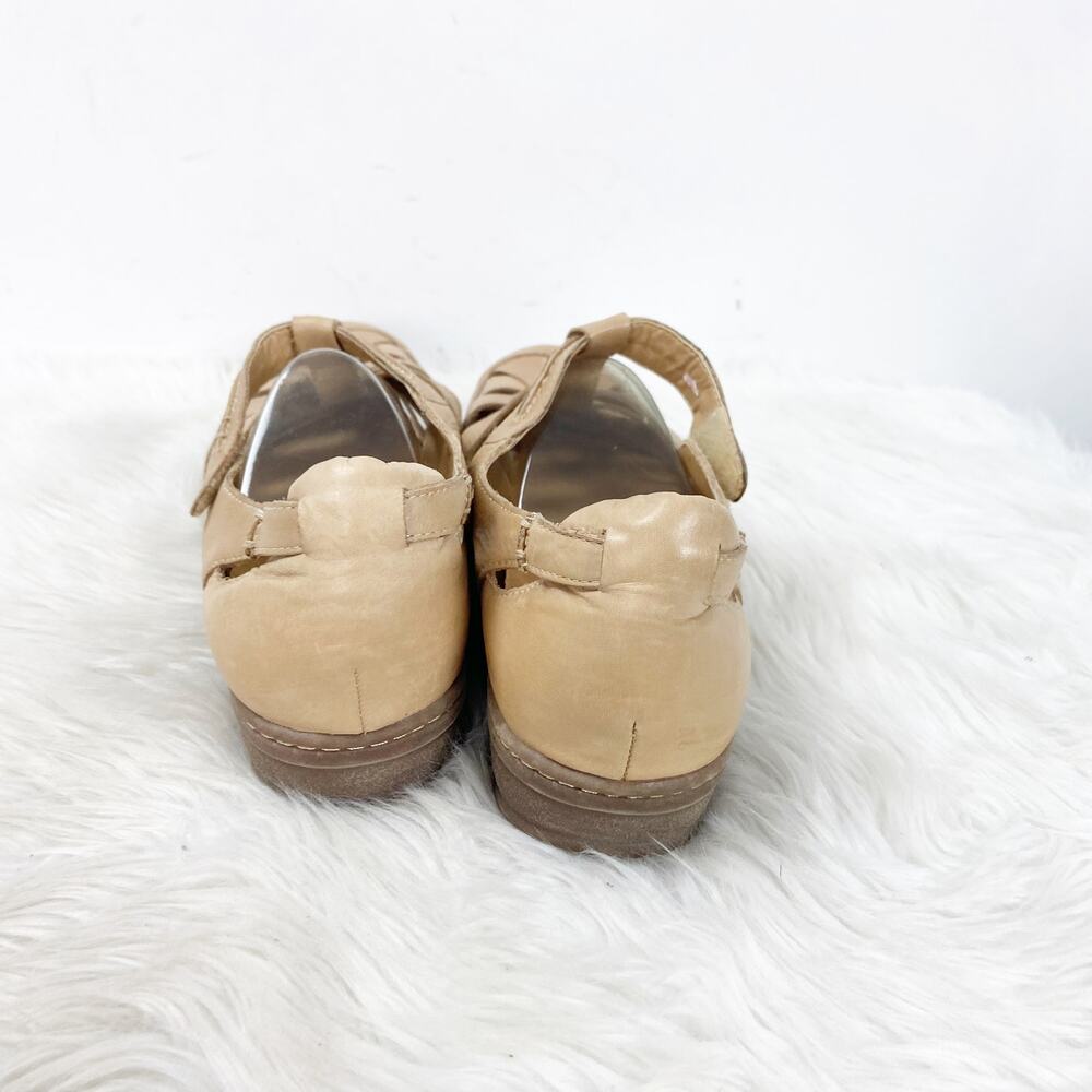 Naturalizer 10 M Womens Tan Beige Leather Malta Buckle Comfort Flats Shoes - Picture 3 of 9